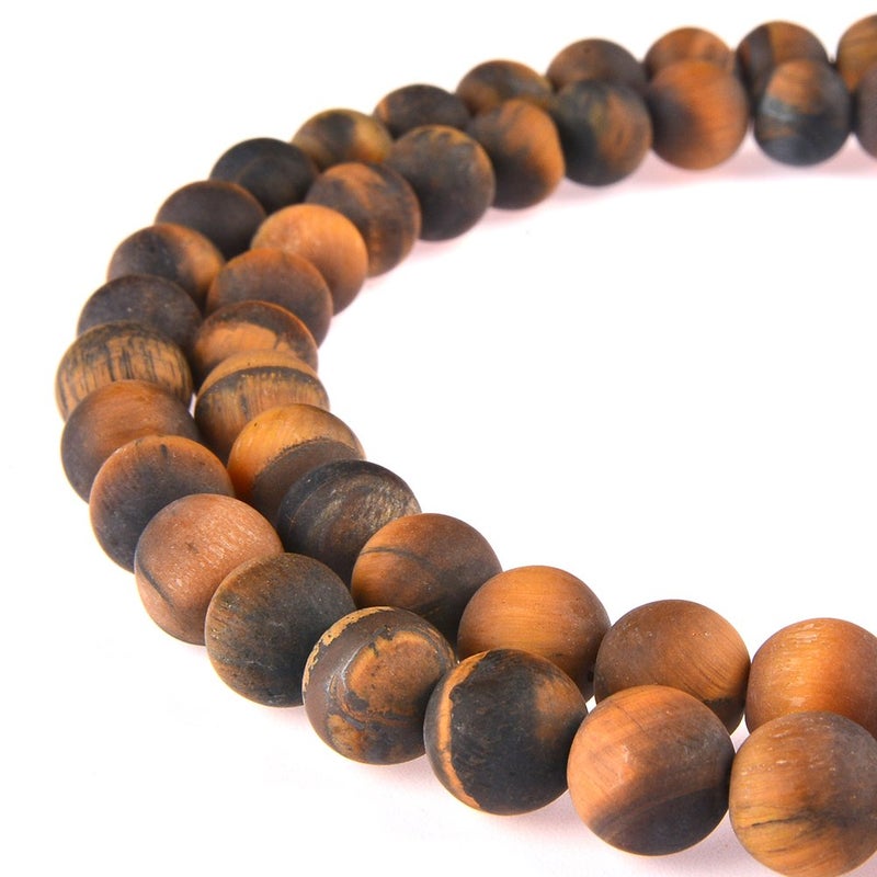PLTbeads Natural Gemstone Loose Beads Matte Approxi 15.5 inch DIY Bracelet Necklace for Jewelry Making (6mm, Matte Yellow Tiger Eye) - Image 1